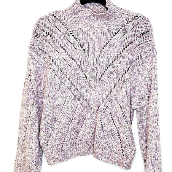 Line NWT $155 M Lavender Marl Uma Stitch Mock Neck Sweater - Picture 3 of 4